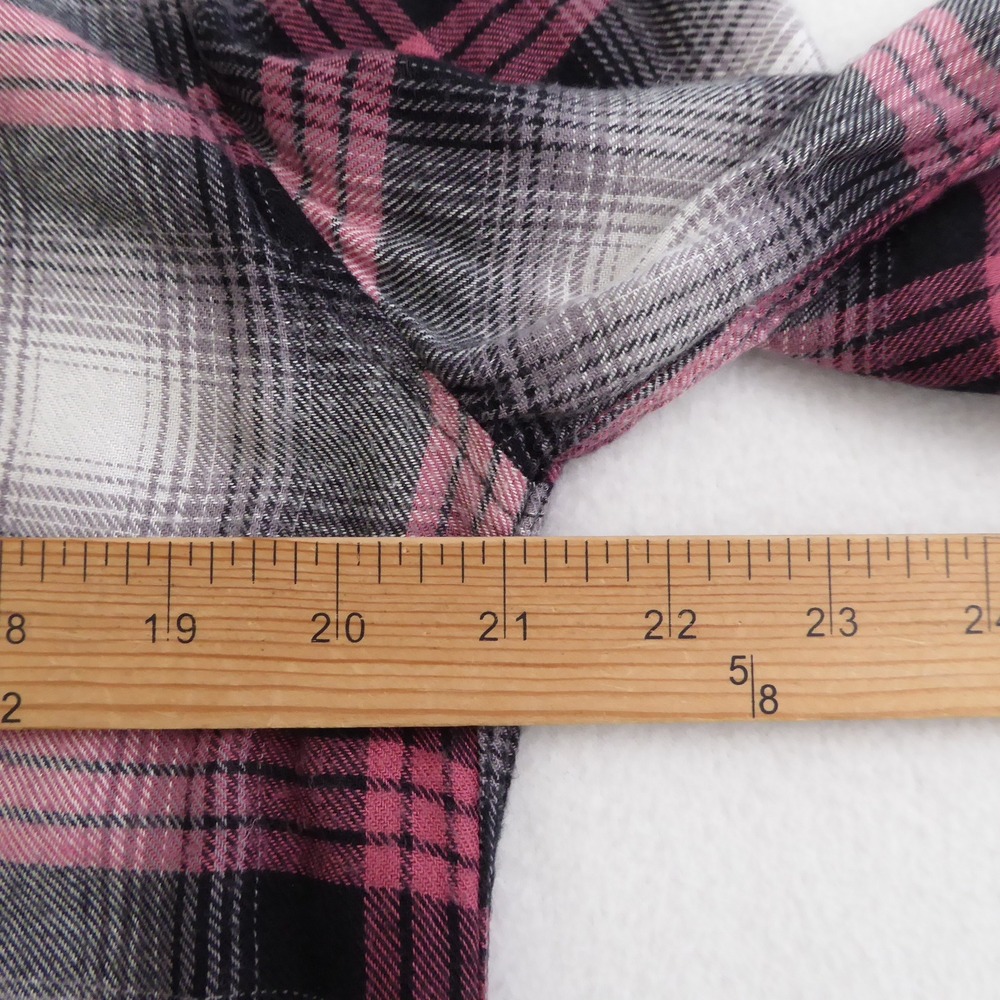Rails Hunter Plaid Flannel Shirt Black Taffy Pink White Womens Size Large Rayon - Picture 6 of 11